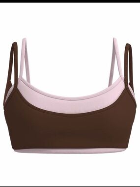 Brown and Light Pink Double-Layer Bralette